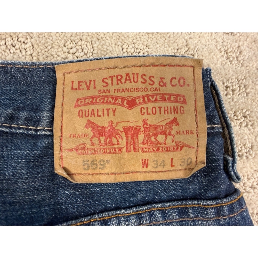 Men's Levi's 569 Loose Straight Medium Wash Blue Jeans 34x30  #1054 - Picture 13 of 15